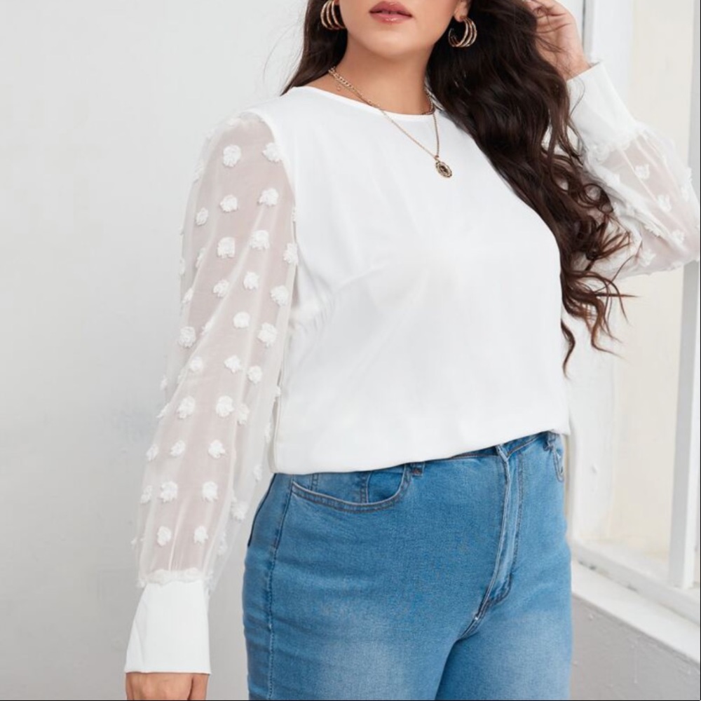 Elegant Dotted Sleeve Blouse - Picture 8 of 8